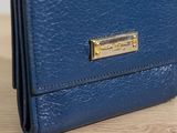 michael korsch blue leather wallet with gold hardware