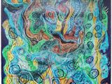 a painting of a colorful abstract painting on a black background