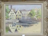 a picture of a painting of a boat on the water