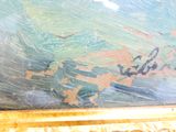 a picture of a painting of a boat in the water