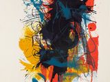 an image of a painting of a horse with paint splatters on it