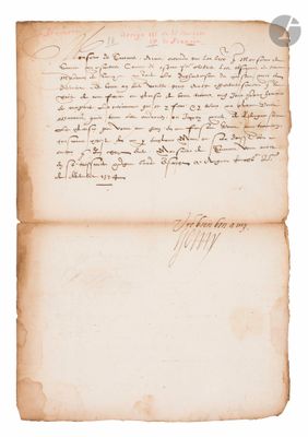 HENRI IV (1553-1610). L.S. avec compliment autographe « Vre …