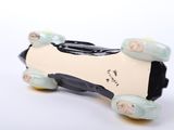 a skateboard that is sitting on top of a white surface