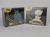 deux boîtes de cartes Pokémon « Méga-Évolution » posées sur une surface blanche