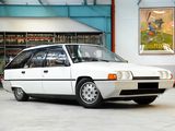 a white car that is parked in a garage