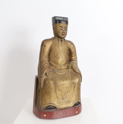 Immortel Taoiste Chinois Sculpture en bois dor reprsentant…