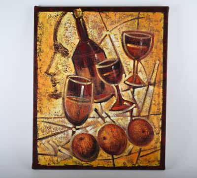 PEDRO JAZAN ? O'Vinho. Technique mixte signée en bas à droit…