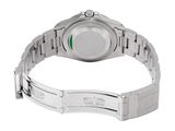a close up of a watch on a bracelet on a white background