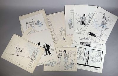 beaucoup de dessins représentant des personnes posés sur une table