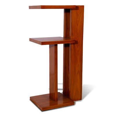 l'image d'une table en bois surmontée d'une étagère