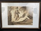 tableau représentant une femme allongée par terre devant un homme