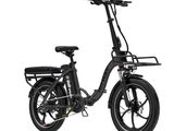 une photo d'un vélo électrique noir équipé d'un panier à l'arrière