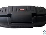 a black case that is sitting on top of a white background