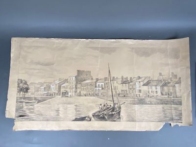 a picture of a drawing of a boat in the water