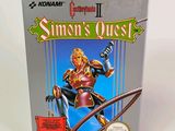 the box for the game simon ' s quest is sitting on a white surface