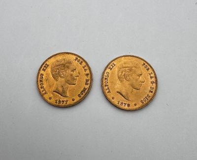 Monnaie étrangère Espagne lot de deux 25 pesetas Or 1877 1878 SUP - Photo 1