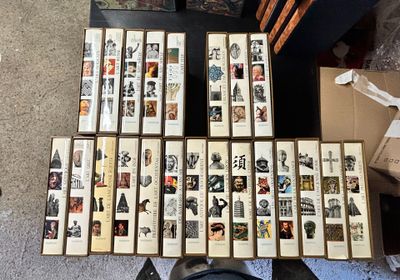 a table with a lot of books on it