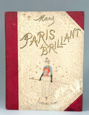 un vieux livre avec le dessin d'une femme en robe