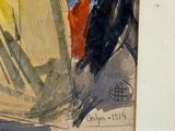 a watercolor painting of a man playing a saxophone