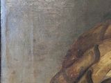 a painting of a man with a hat and a banana on his head