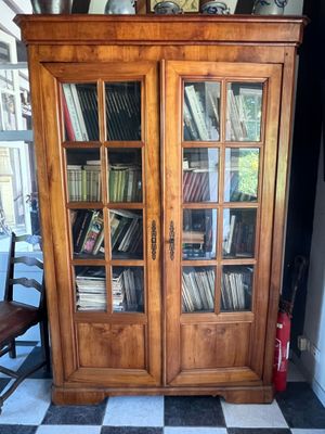 BIBLIOTHEQUE en bois fruitier ouvrant à 2 portes à petits ca…