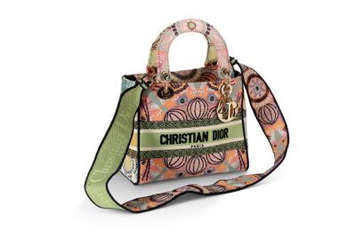Mini-sac Christian Dior rose et vert à imprimé floral