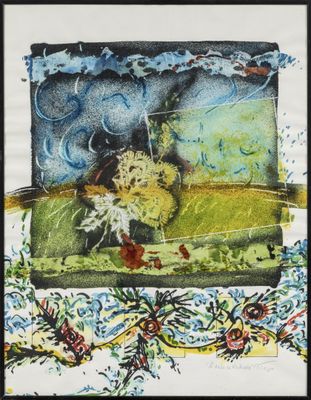 an image of a picture of a painting of a box with flowers on it