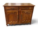 an image of a wooden sideboard with two doors and a drawer