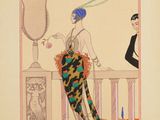 tableau représentant une femme vêtue d'une robe à imprimé léopard et un homme en smoking