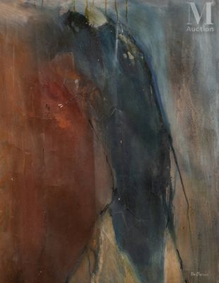 an oil painting of a bird perched on a branch of a tree