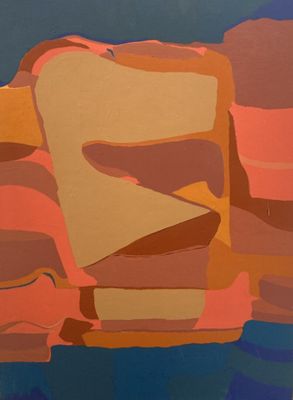a painting of a sandwich on a plate on a table