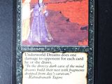 the card has a picture of a woman in a purple dress and a man in a purple robe