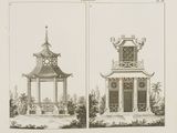 deux vues différentes d'une pagode dans un parc