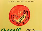a poster with a drawing of a woman and a cat