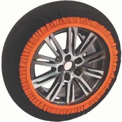 an orange and black tire cover with a black rim on a white background