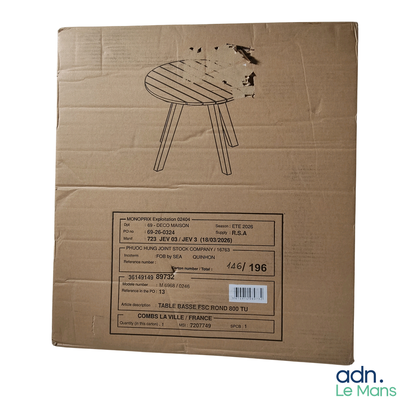 a cardboard box with a drawing of a stool on it