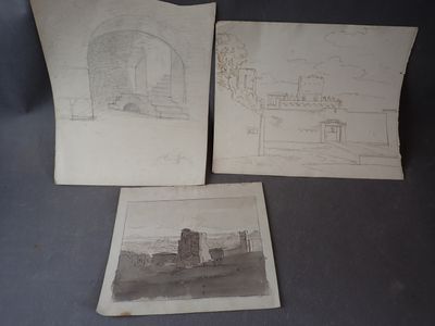 deux dessins représentant un bâtiment et un dessin représentant un bâtiment
