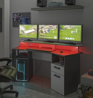 Bureau gamer INVADERS GAUTIER DIAGONE, bande LED couleurs av… - Photo 1