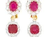 paire de boucles d'oreilles rubis et diamants
