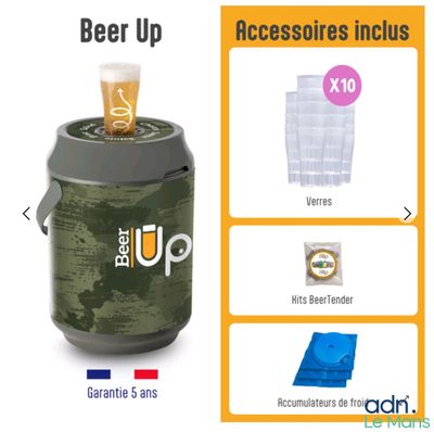 a picture of a beer keg that has a lot of items in it