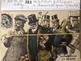 une vieille carte postale sur laquelle est dessiné un groupe d'hommes