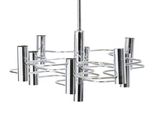 un grand lustre chromé à six branches et quatre ampoules
