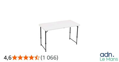 a white folding table with four stars on top of it