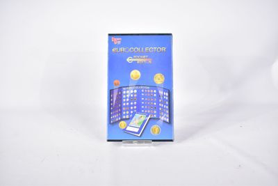 une boîte bleue sur laquelle figure l'image d'un bâtiment