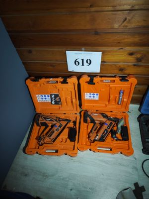 two orange tool cases with tools in them on the floor