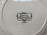 a white plate with a black and white label on it