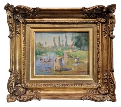 Paul de FRICK (1864-1935) Mare aux canards