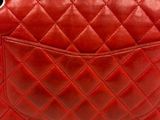 chanel red quilted leather shoulder bag with gold hardware