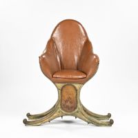 VENISE, Fauteuil de gondole en bois mouluré laqué 19ème sièc…
