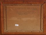 an old picture of a wooden frame with a piece of paper on it
